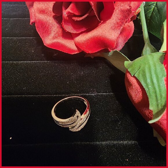 Women’s White Gold Rhodium Over Sterling Silver Diamond Ring – Size 7, 0.45 CTW - Picture 2 of 12